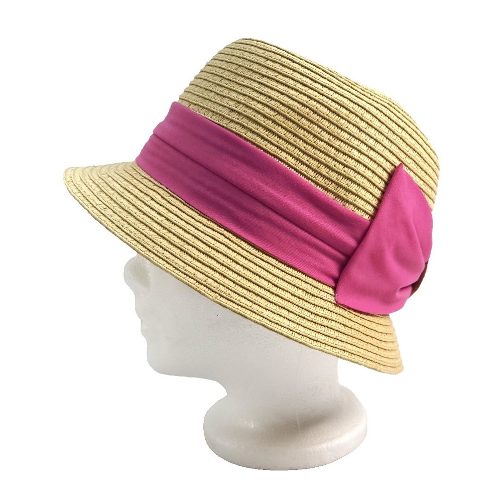 David And‎ Young Women's Straw Panama Pink Band Hat, One Size